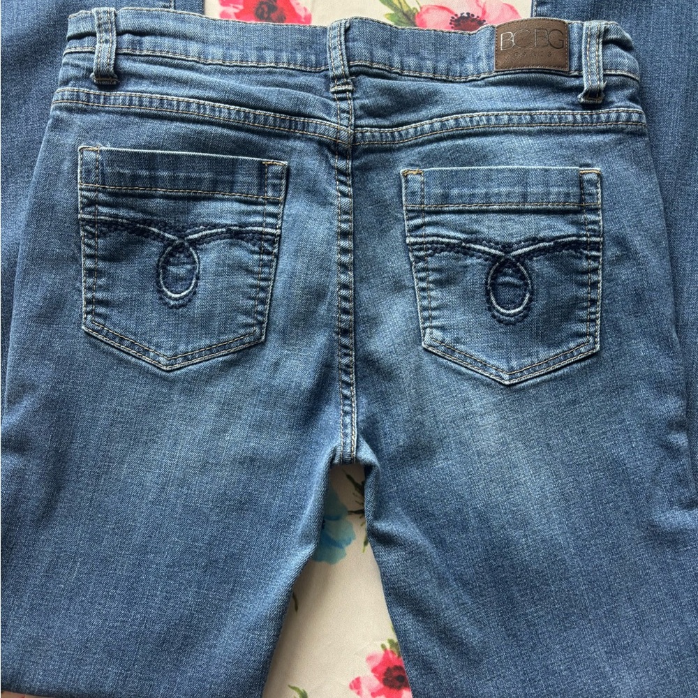 BCBG Women's Light Blue, Boot Cut Jeans with Back Pocket Embroidery